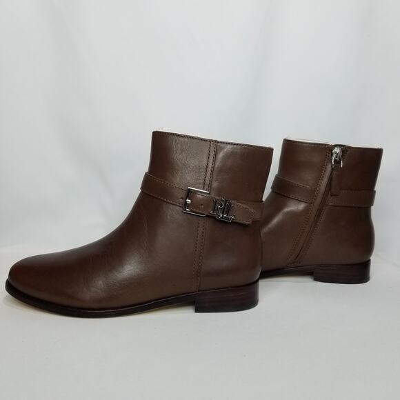 Ralph Lauren Women's Brooke Burnished Leather Bootie Size 5.5 Dark Mahogany NWT - Picture 2 of 9